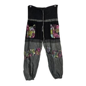 Nepal Joggers Drawstring Hippie Festival Lounge Boho Patchwork Pockets Approx M